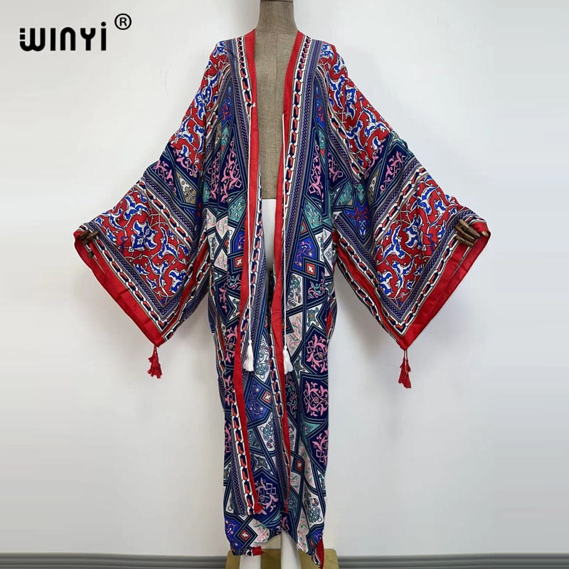 Middle East Spring Women Cardigan Silk Robe