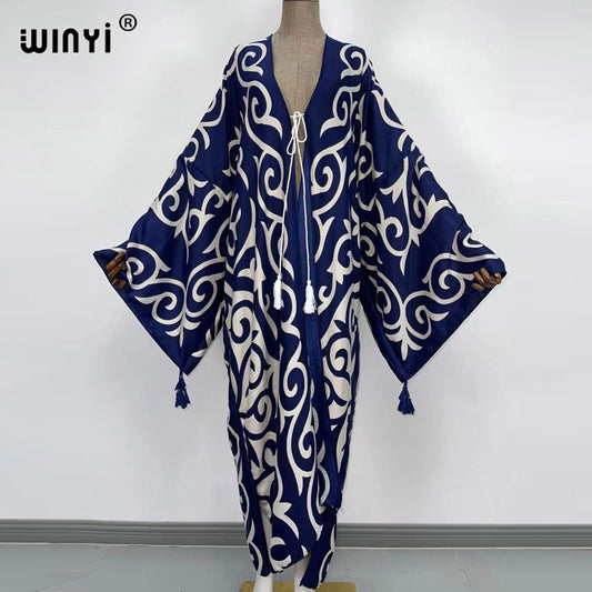 Middle East Spring Women Cardigan Silk Robe