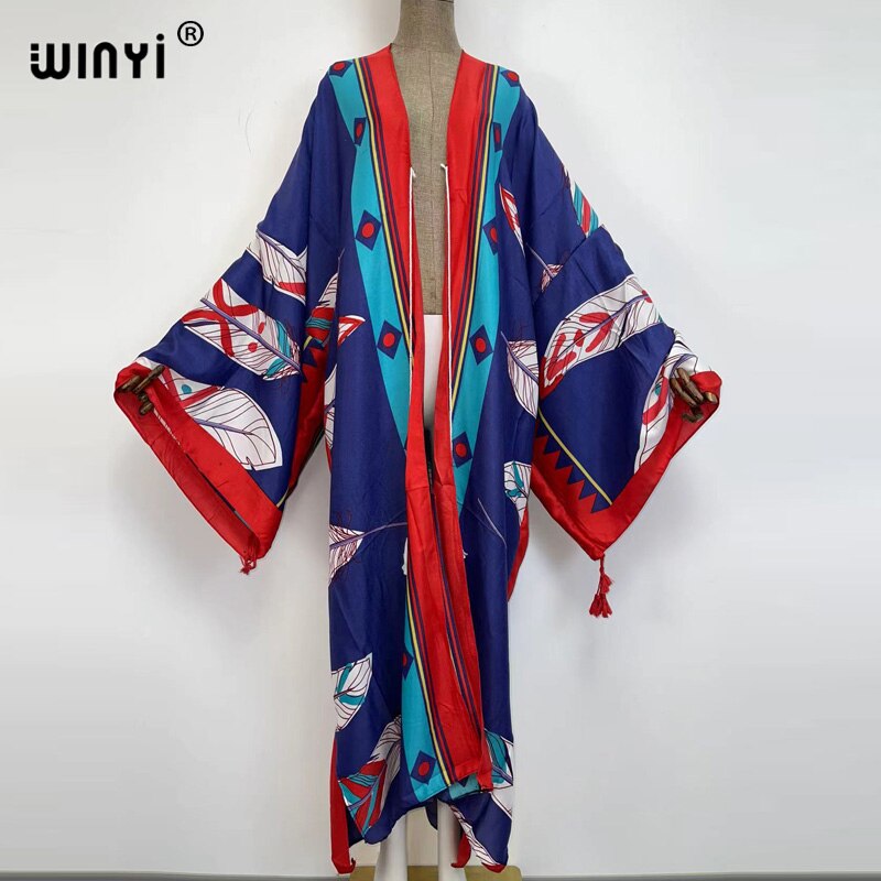 Middle East Spring Women Cardigan Silk Robe