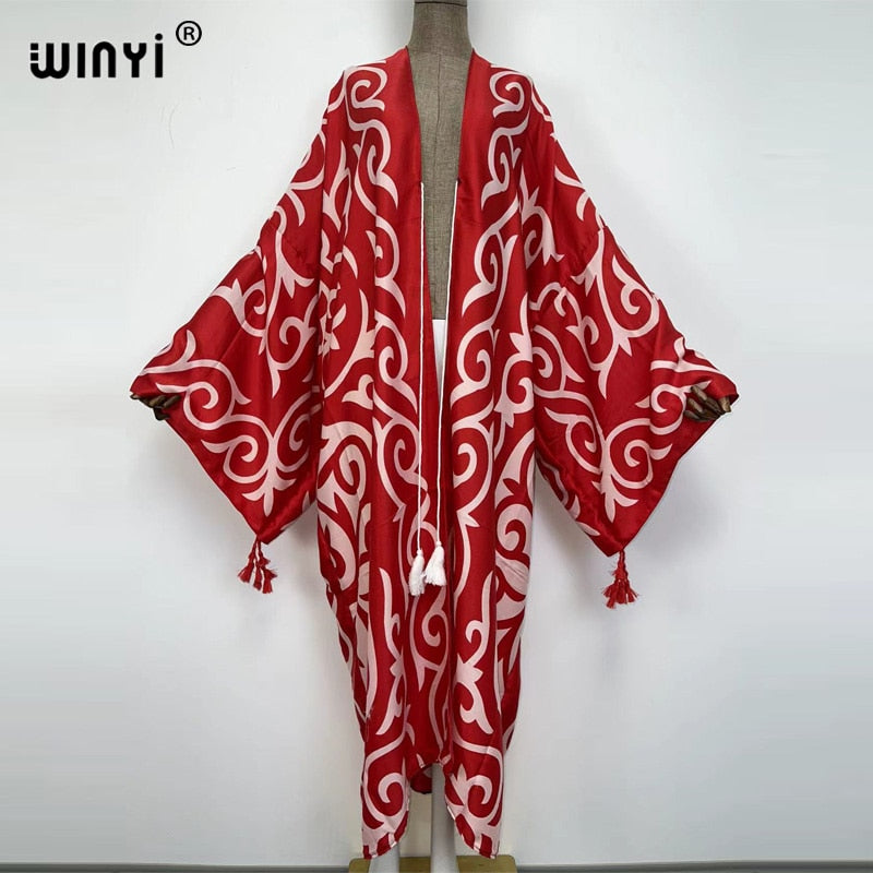 Middle East Spring Women Cardigan Silk Robe