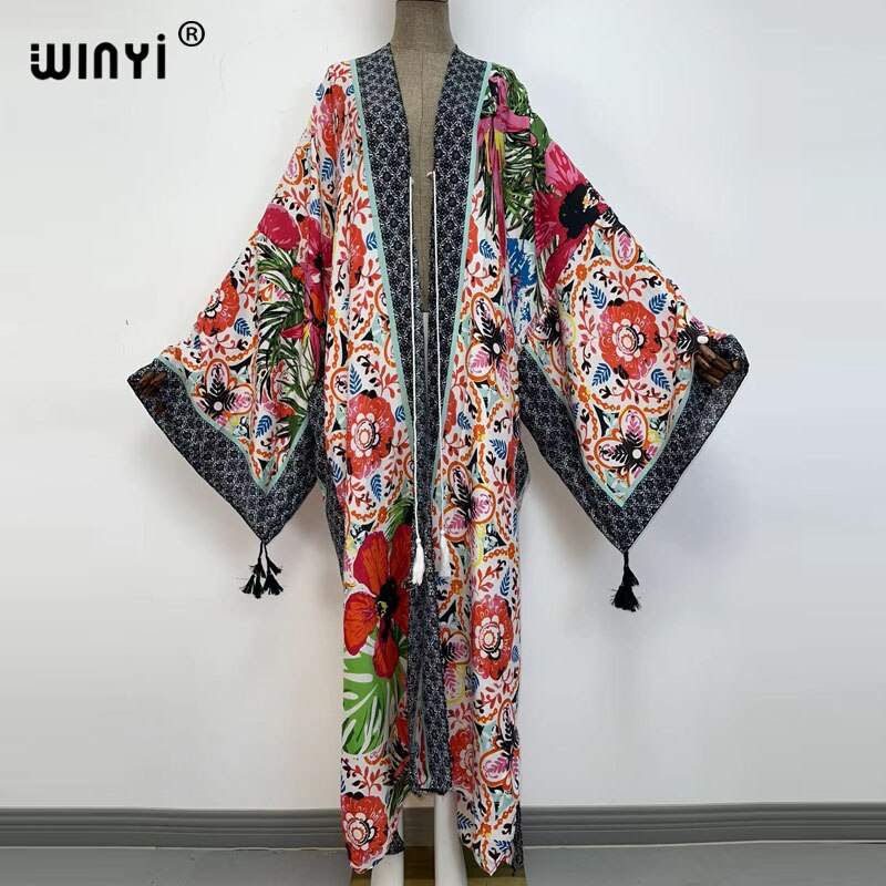 Middle East Spring Women Cardigan Silk Robe