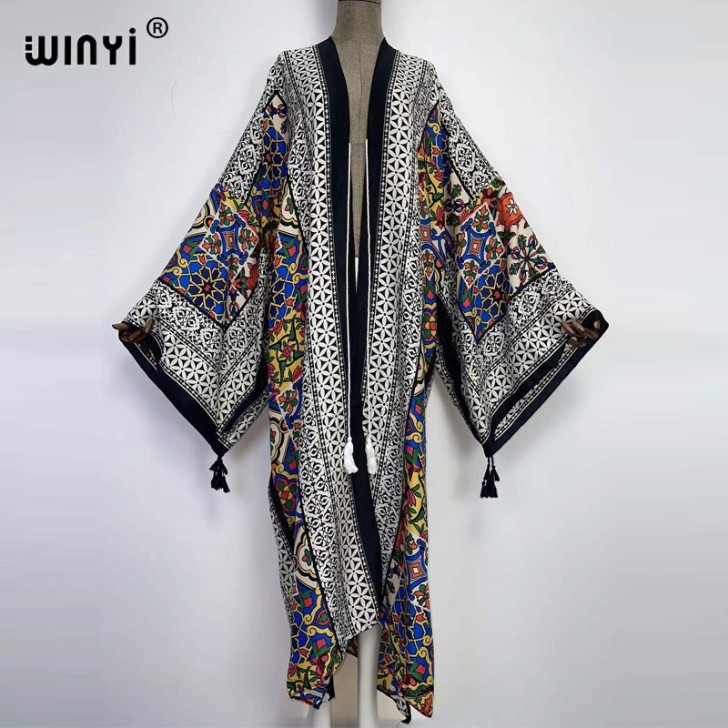 Middle East Spring Women Cardigan Silk Robe