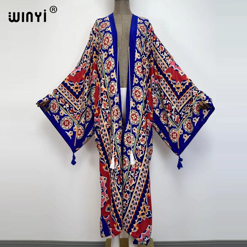 Middle East Spring Women Cardigan Silk Robe