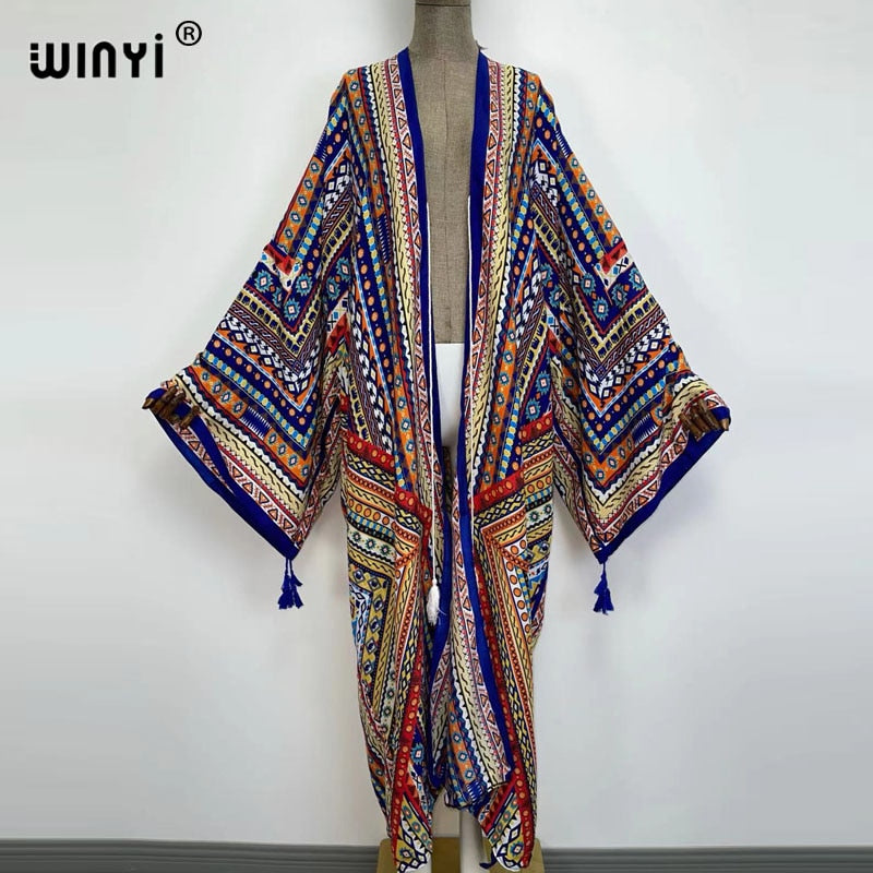 Middle East Spring Women Cardigan Silk Robe