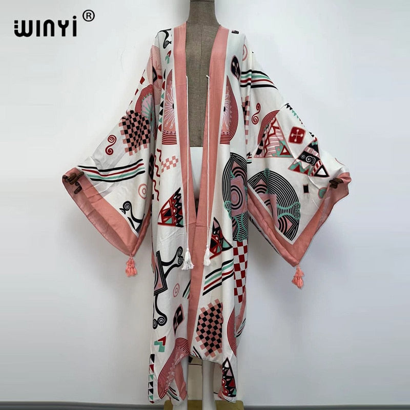 Middle East Spring Women Cardigan Silk Robe