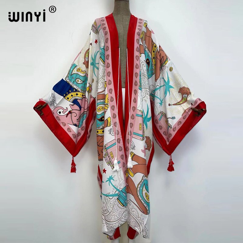 Middle East Spring Women Cardigan Silk Robe