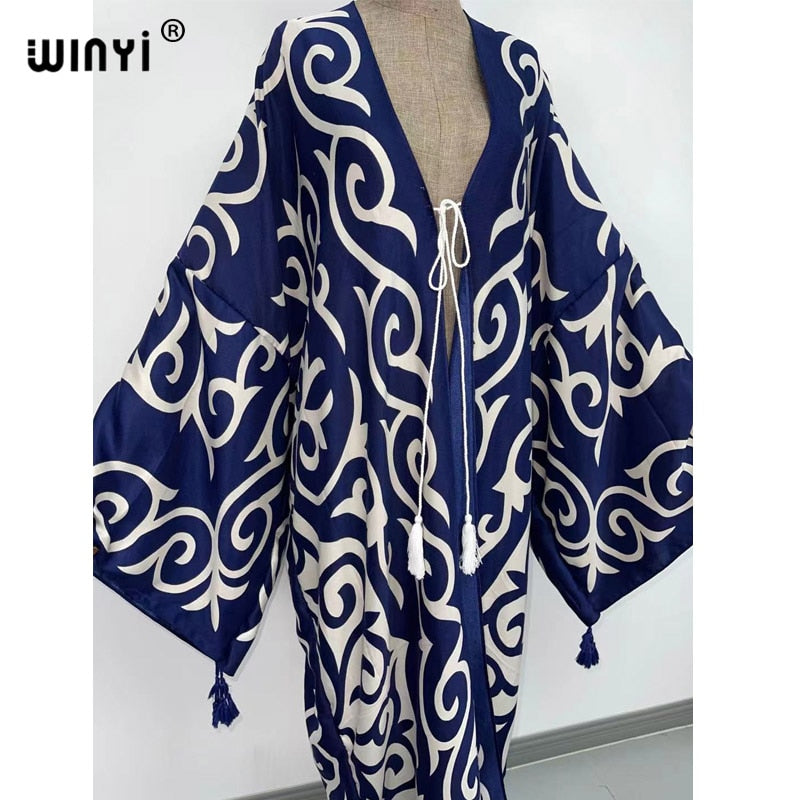 Middle East Spring Women Cardigan Silk Robe