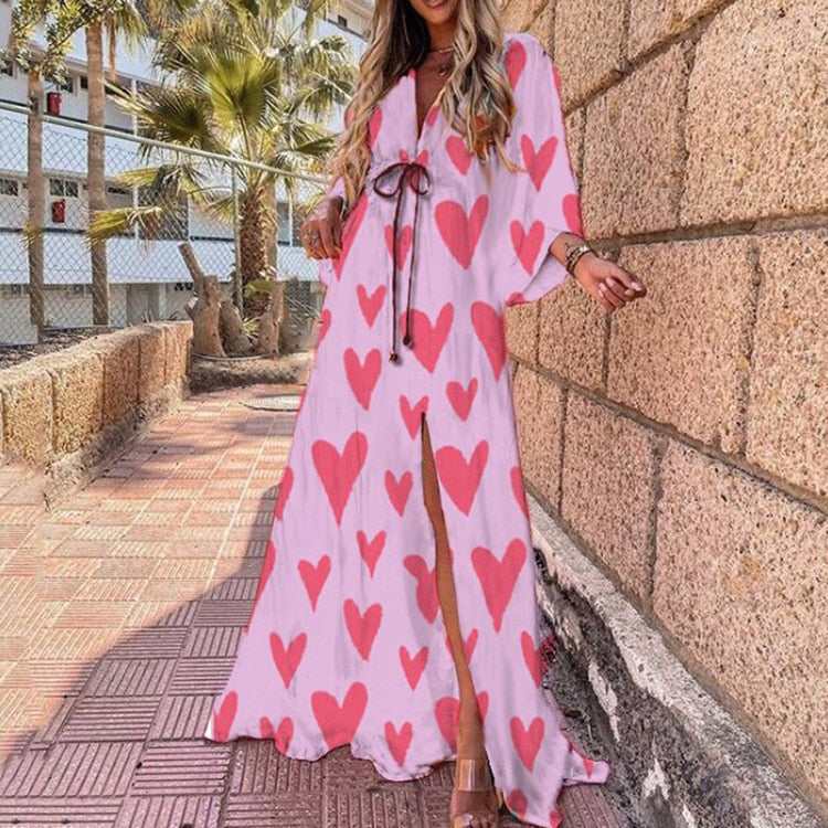 Fitshinling Print Oversized Beach Cover Up Bohemian Loose Long Cardigan