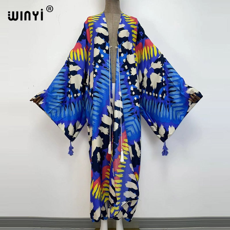 Middle East Spring Women Cardigan Silk Robe