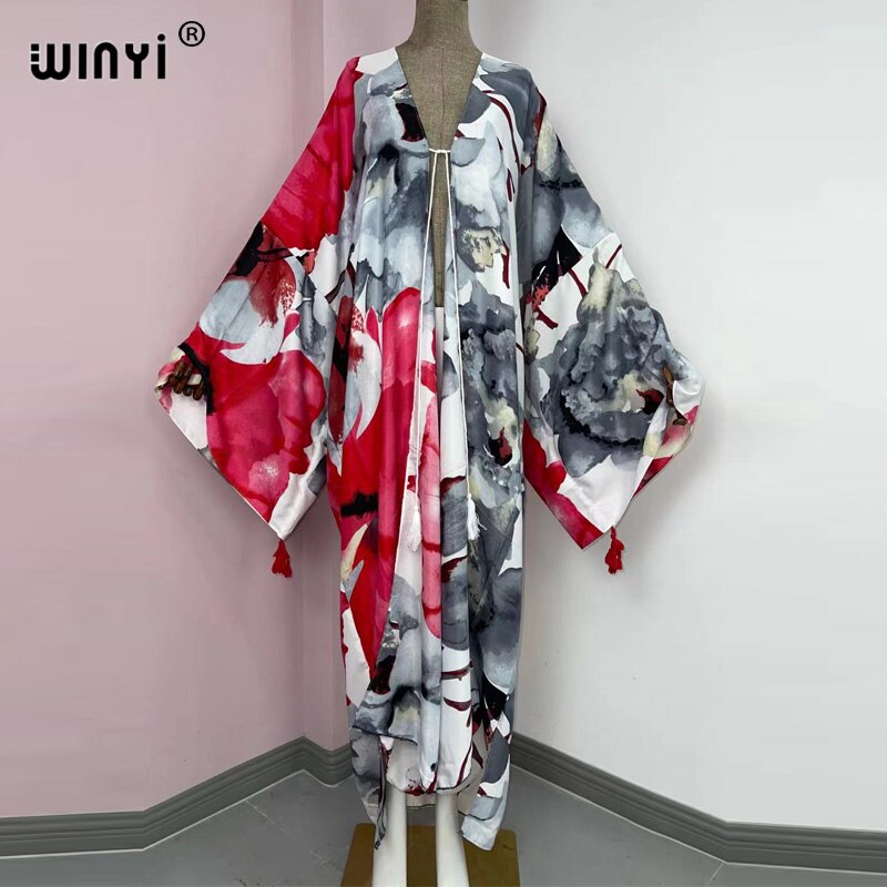 Middle East Spring Women Cardigan Silk Robe