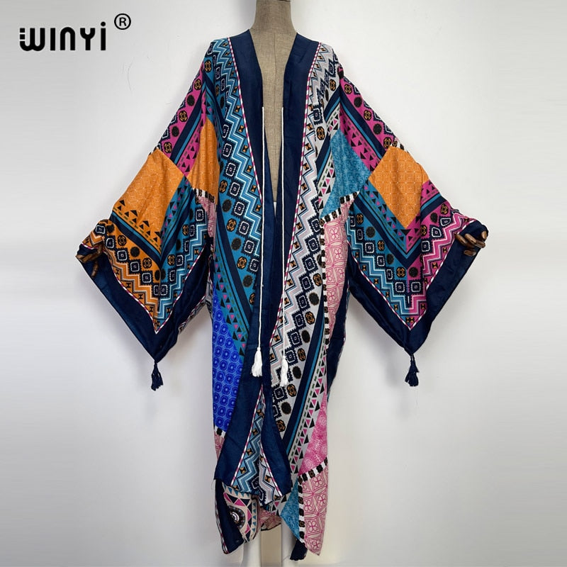 Middle East Spring Women Cardigan Silk Robe