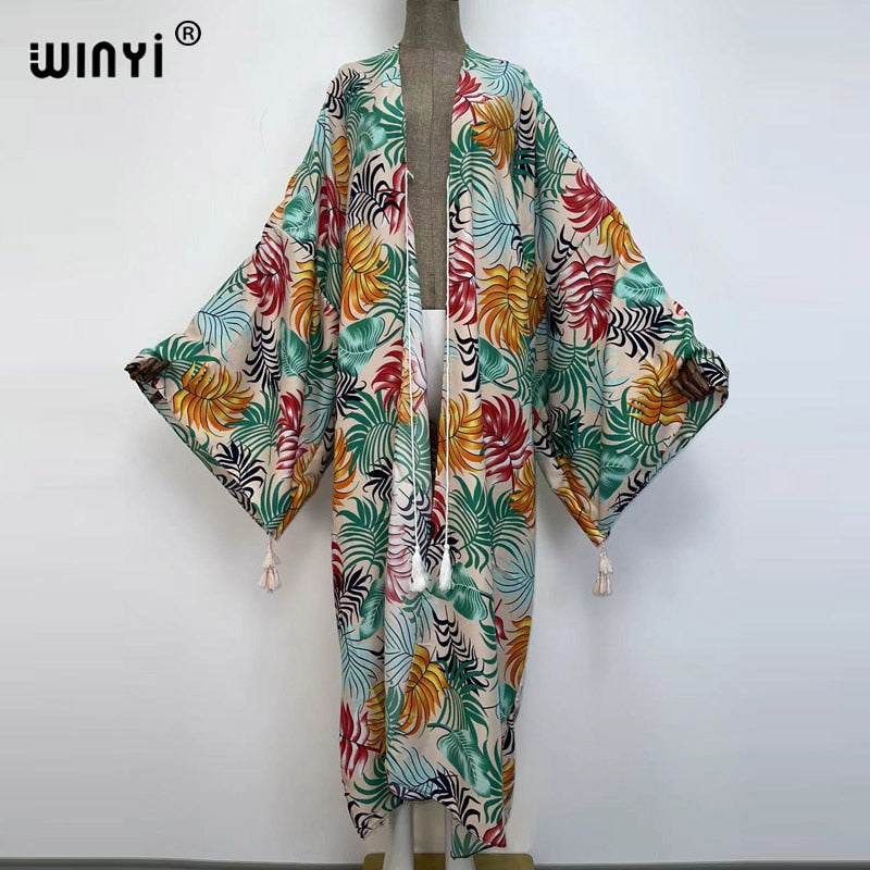 Middle East Spring Women Cardigan Silk Robe