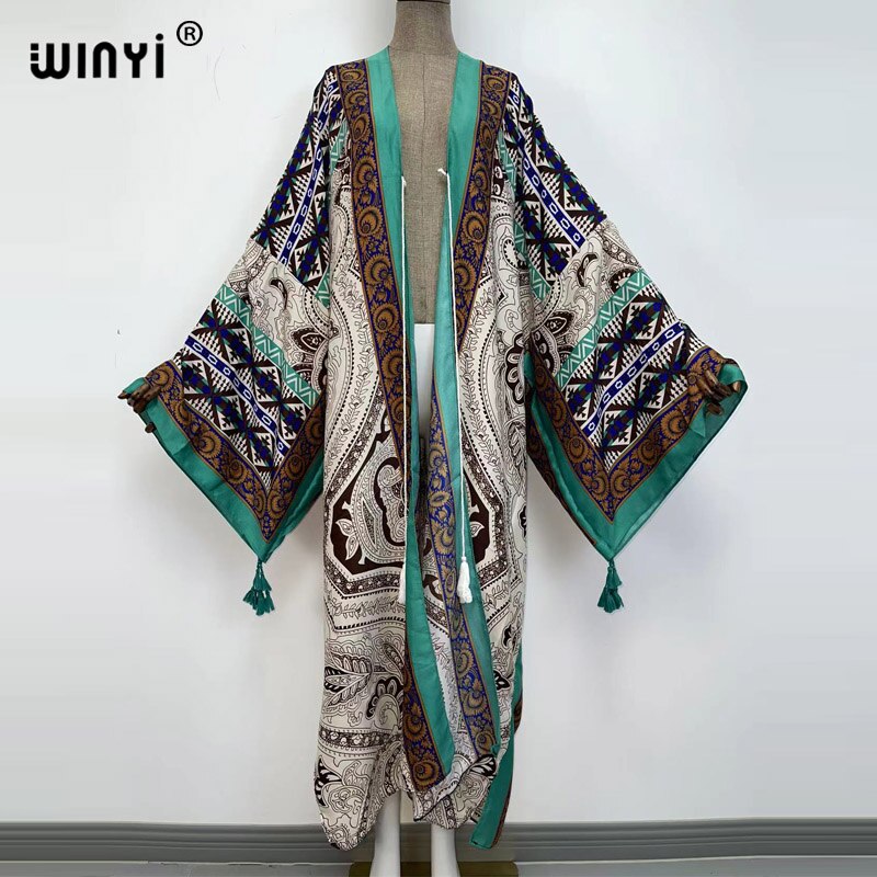 Middle East Spring Women Cardigan Silk Robe