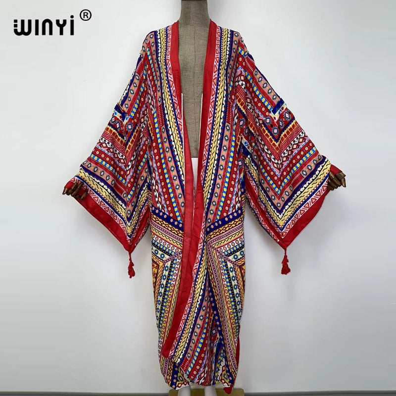 Middle East Spring Women Cardigan Silk Robe