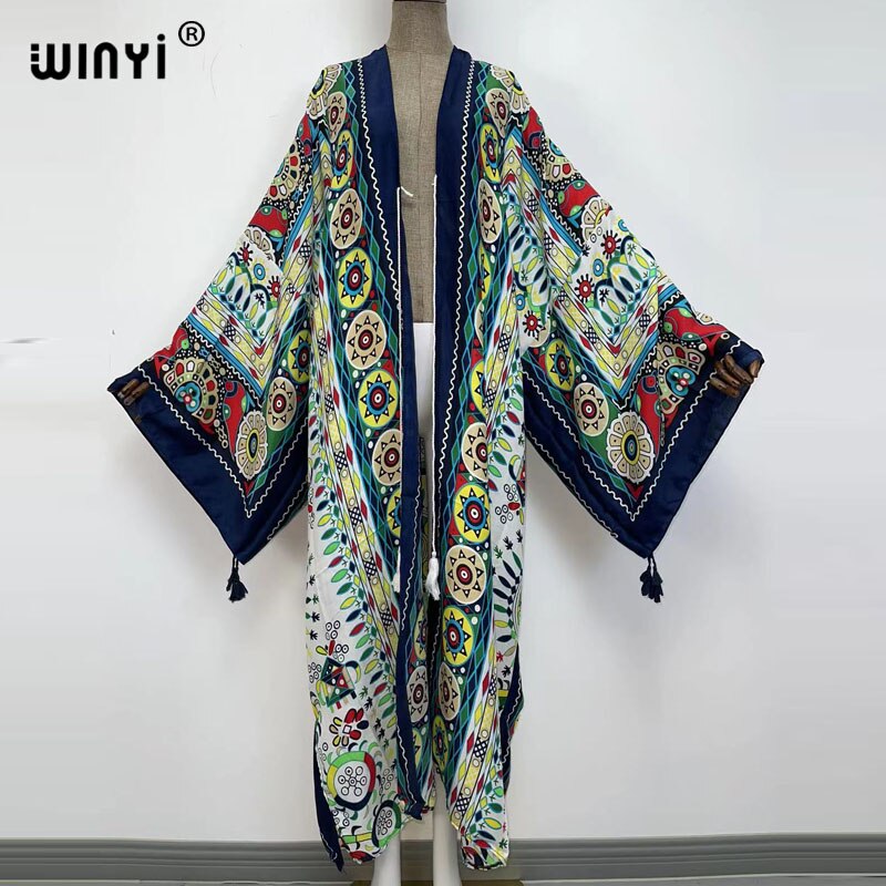 Middle East Spring Women Cardigan Silk Robe