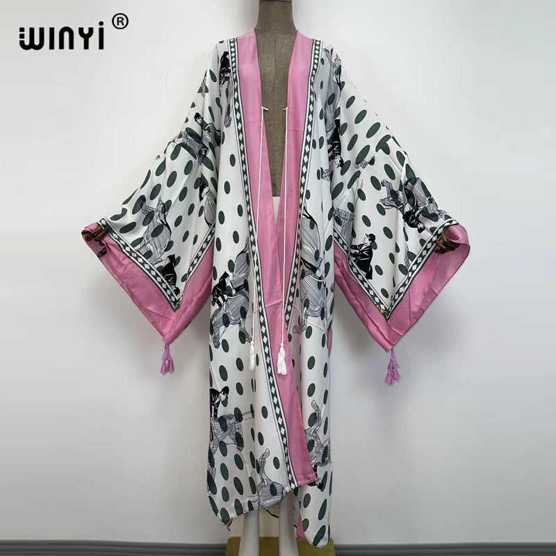 Middle East Spring Women Cardigan Silk Robe