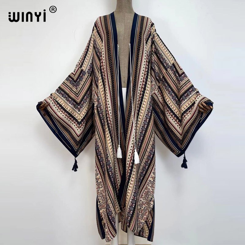 Middle East Spring Women Cardigan Silk Robe