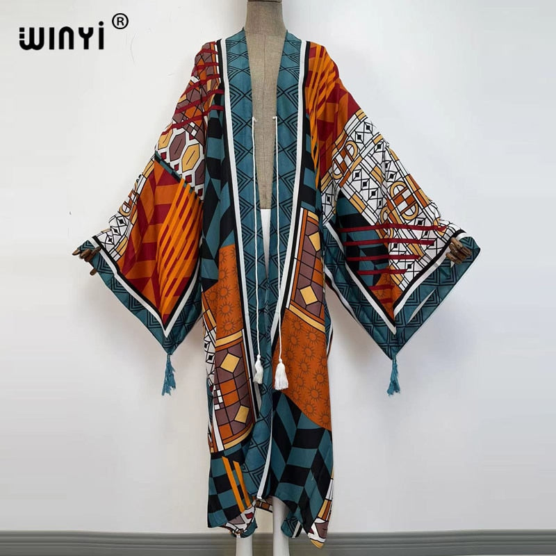 Middle East Spring Women Cardigan Silk Robe